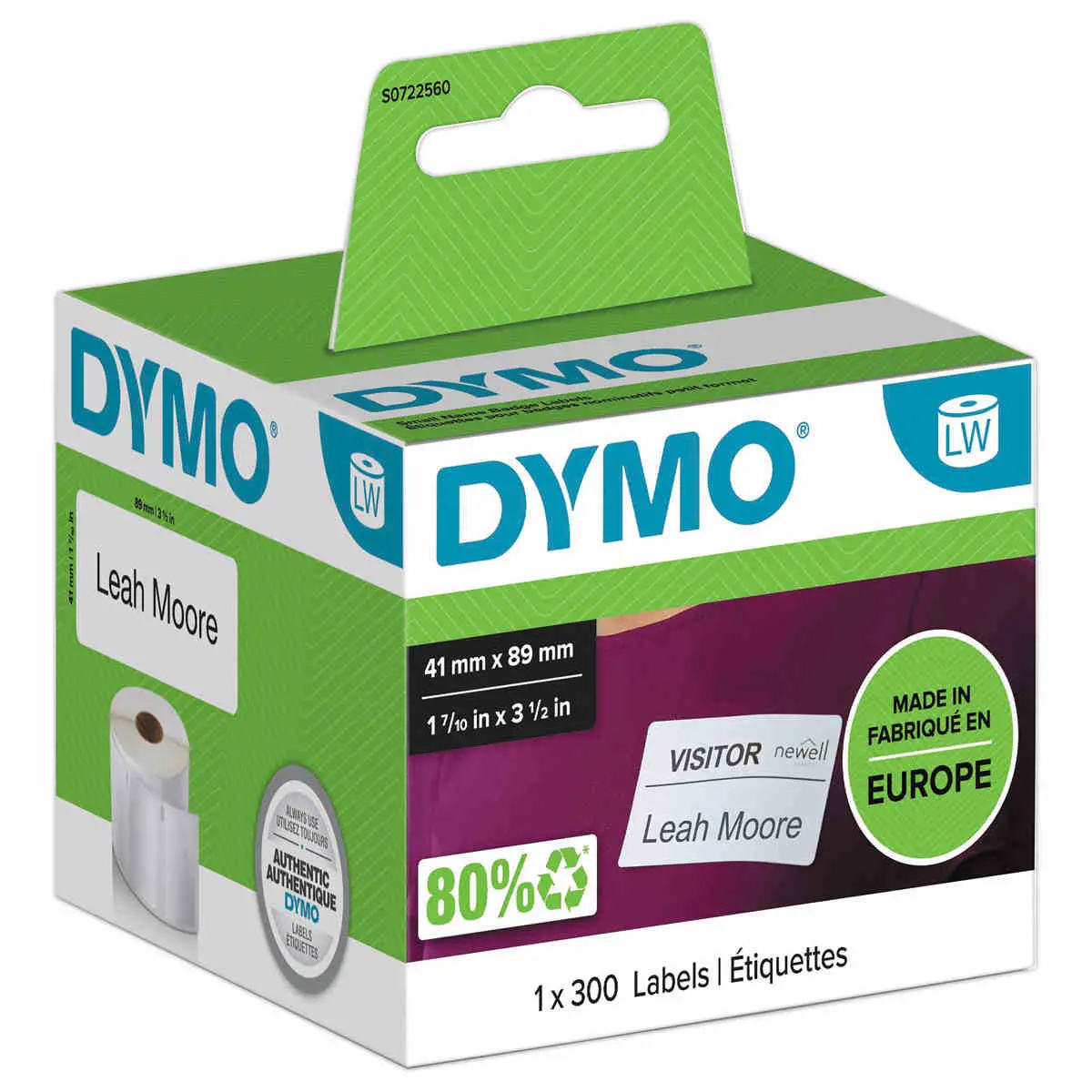 Rouleau de 300 étiquettes blanches DYMO LabelWriter pour expédition et badges - 41 x 89 mm photo du produit