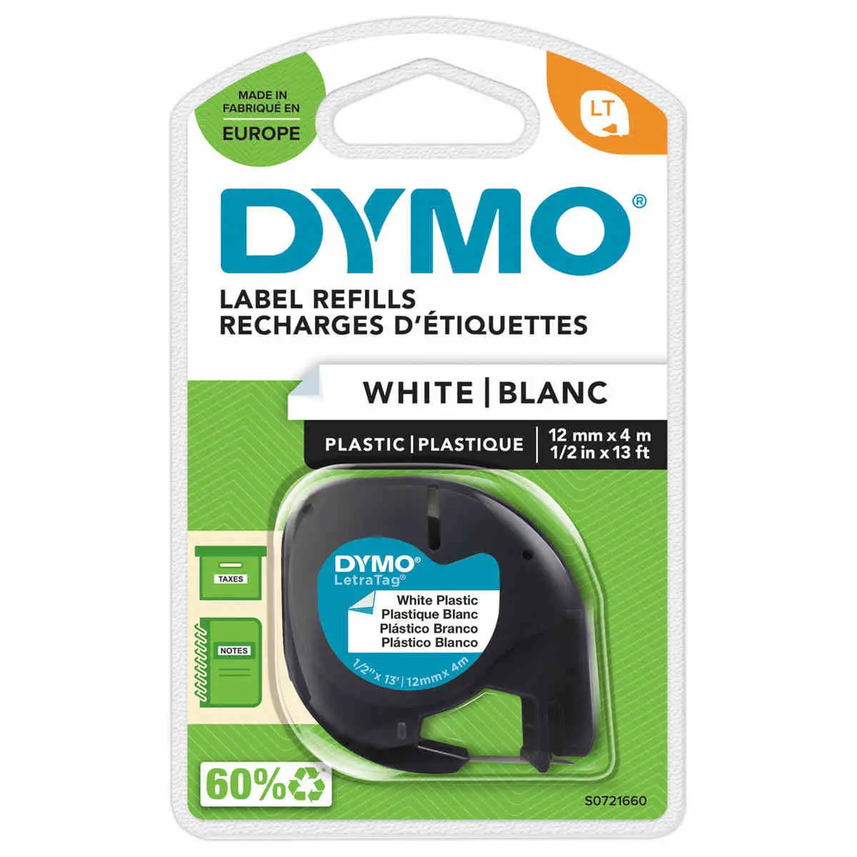 Ruban d'étiquettes en plastique compatible avec DYMO LetraTag