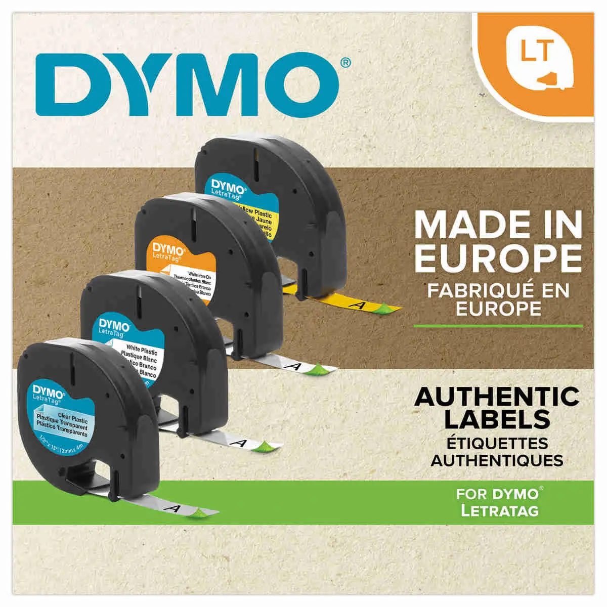 Compatible Dymo Ruban d'Étiquettes pour Dymo LetraTag Ruban Plastique 12mm  x 4m Noir sur Blanc/