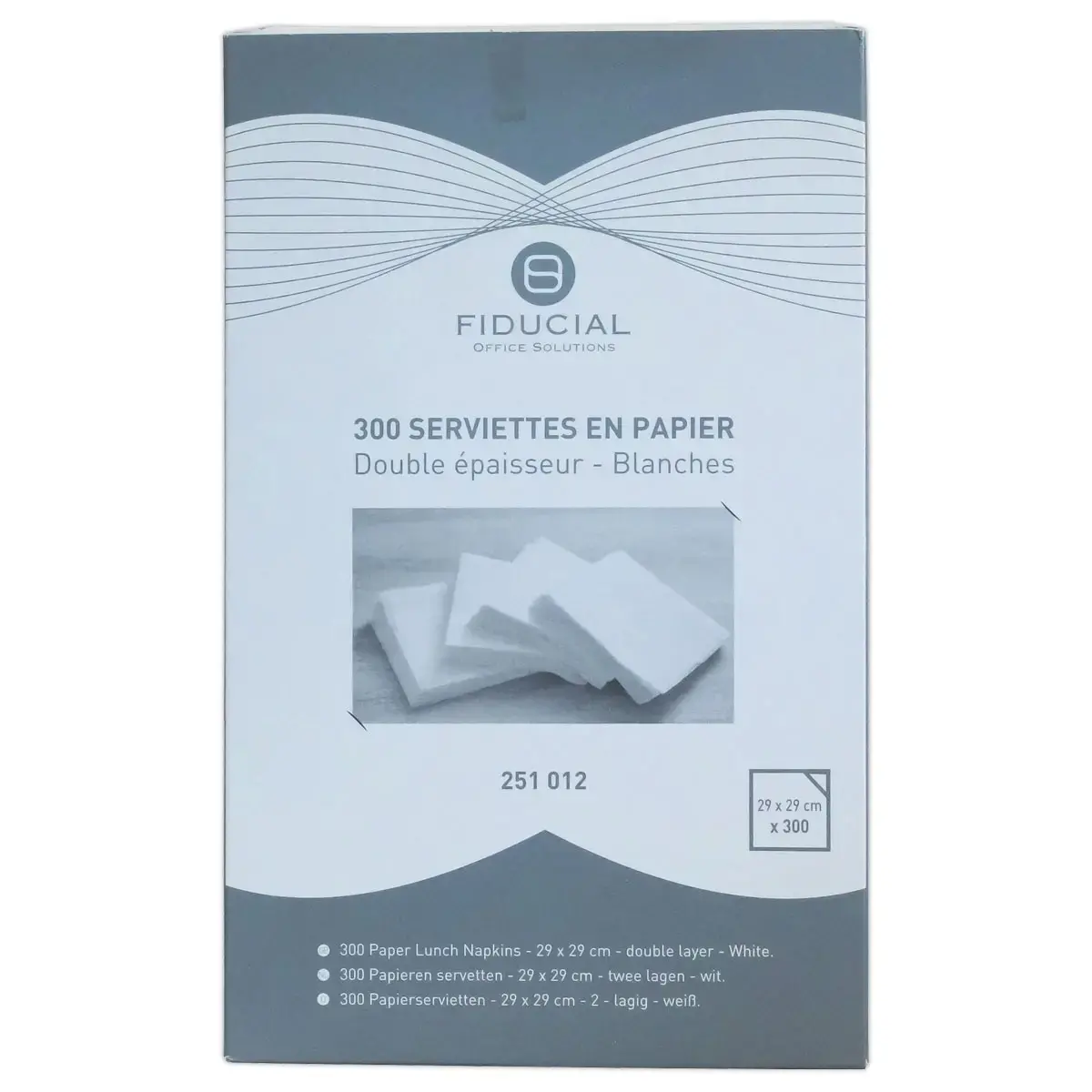 300 Serviettes de table blanches papier 2 plis - Fiducial photo du produit