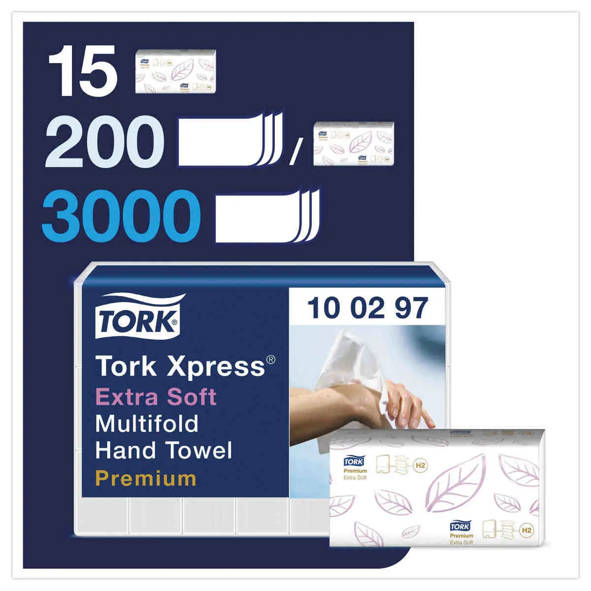 21 Paquets d'essuie-mains extra-doux H2 Tork Xpress - TORK photo du produit