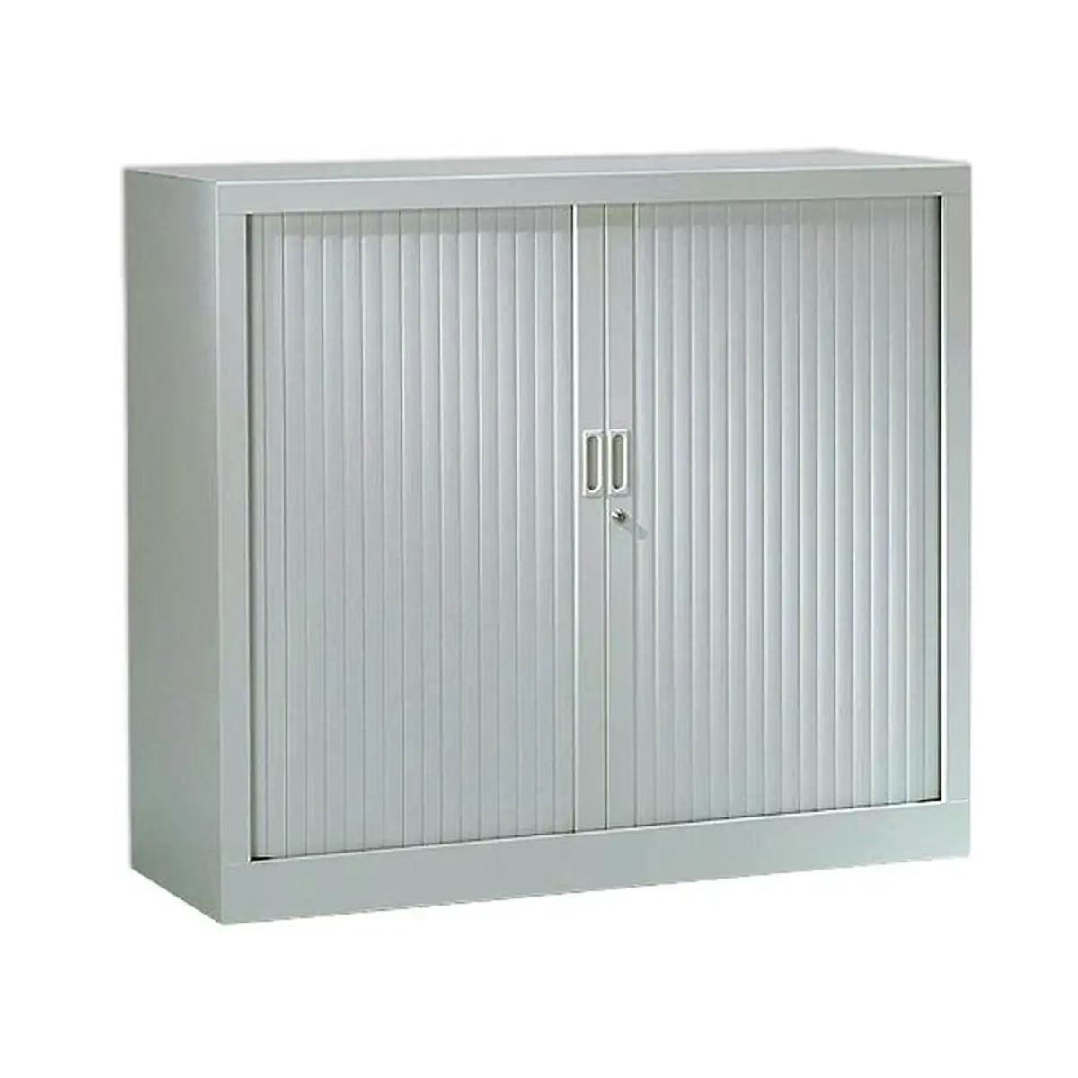 Armoire basse &agrave; rideaux - 100 x 120 cm - Gris clair photo du produit