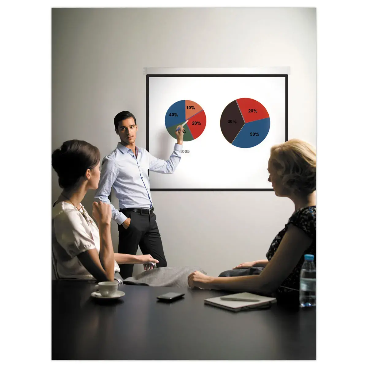 Écran de projection sur trépied - BI-OFFICE - 150 x 150 cm photo du produit