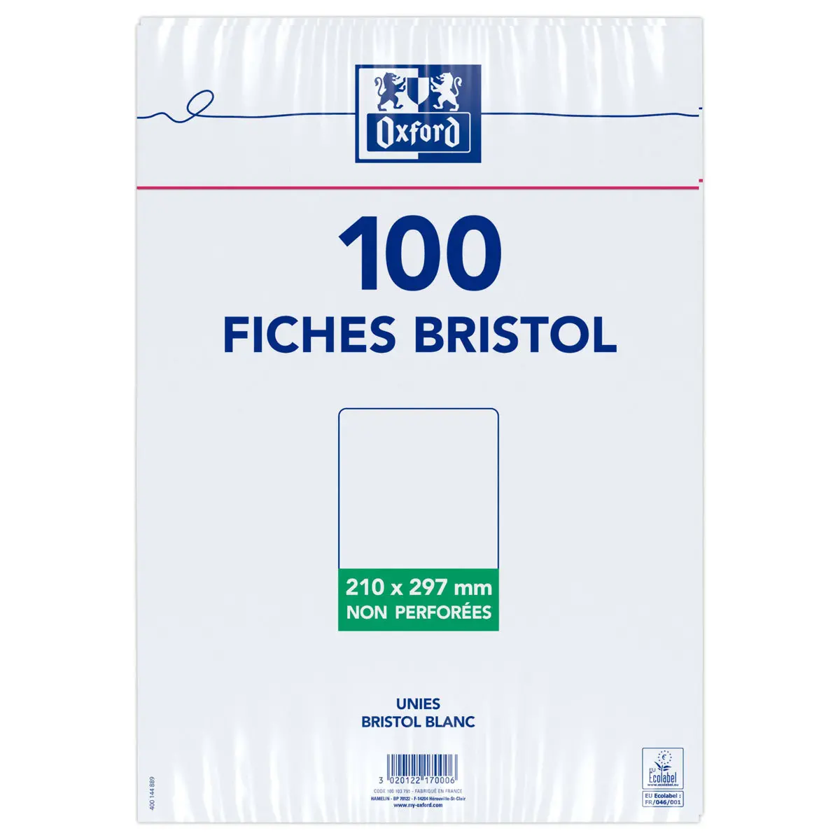 Fiche Bristol A4 uni - fiches unies blanc