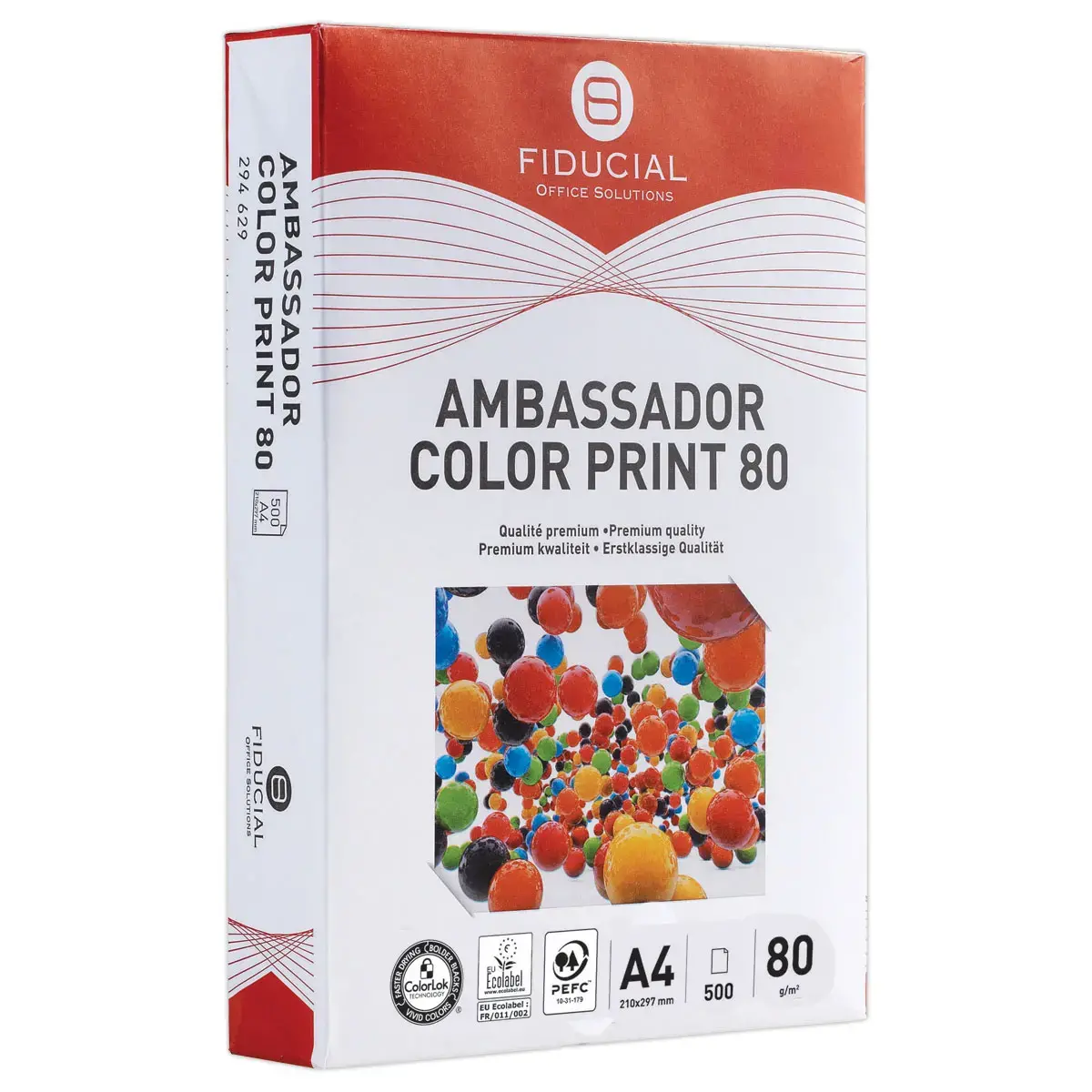 5 Ramettes de 500 feuilles blanches A4 - 80g - Ambassador color print - Fiducial photo du produit