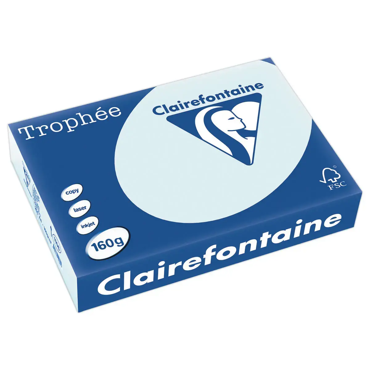 250 Feuilles de papier bleu pastel Troph&eacute;e - A4 - 160 g/m&sup2; - Clairefontaine photo du produit