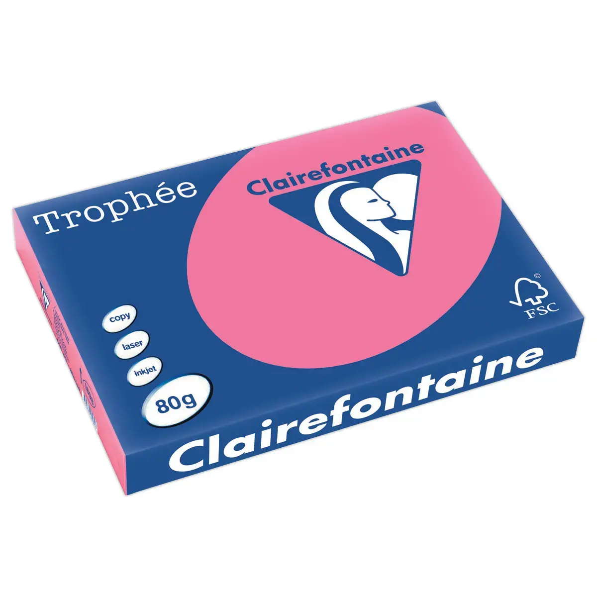 Ramette de papier couleur vive A3 - Trophée 80g - rose Fushia - Clairefontaine photo du produit