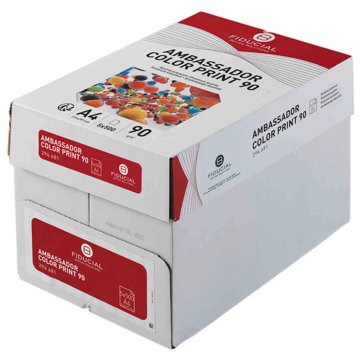 5 Ramettes de 500 feuilles blanches A4 - 90g - Ambassador color print - FIDUCIAL photo du produit