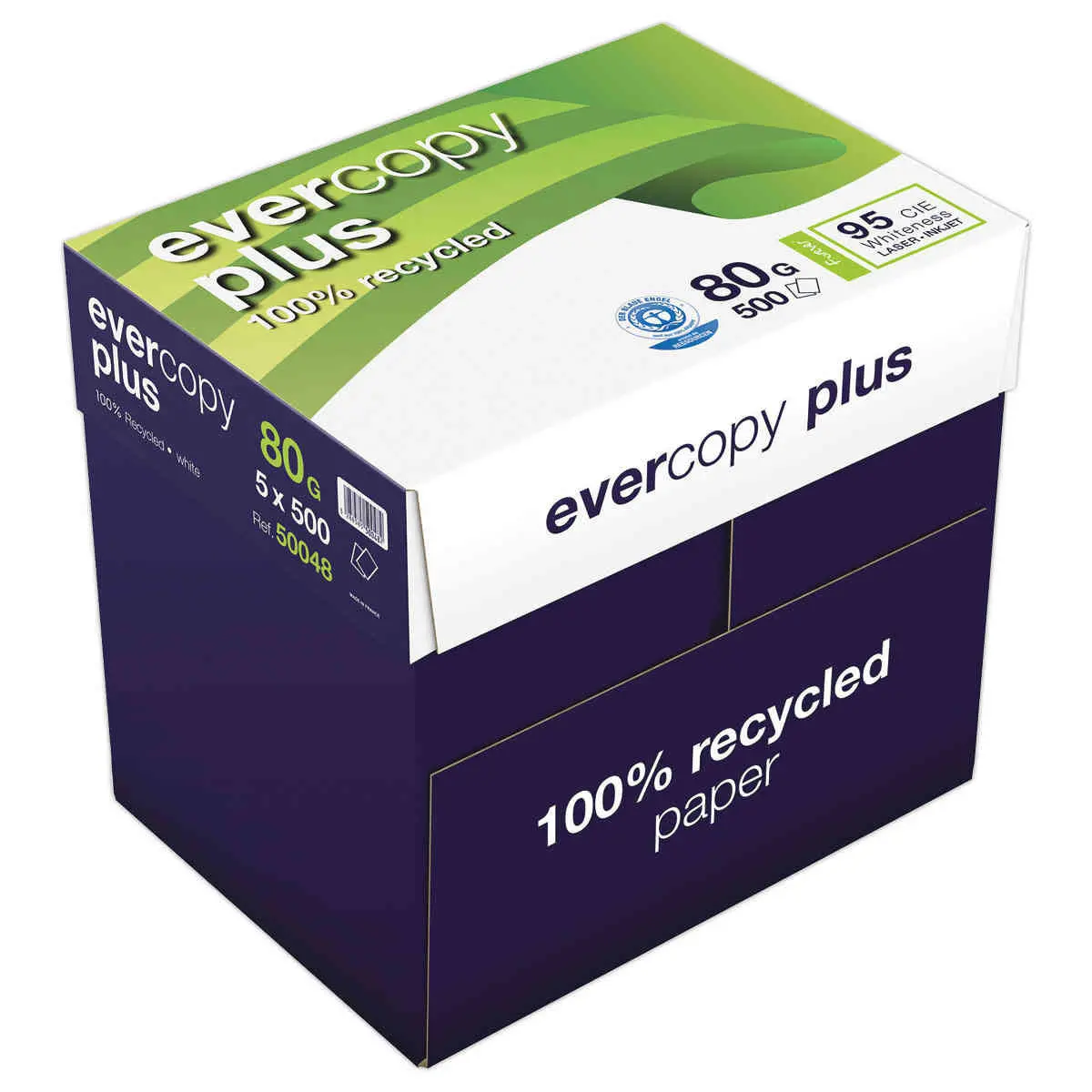 5 Ramettes de papier blanc recycl&eacute; A4 Evercopy + 80 g photo du produit