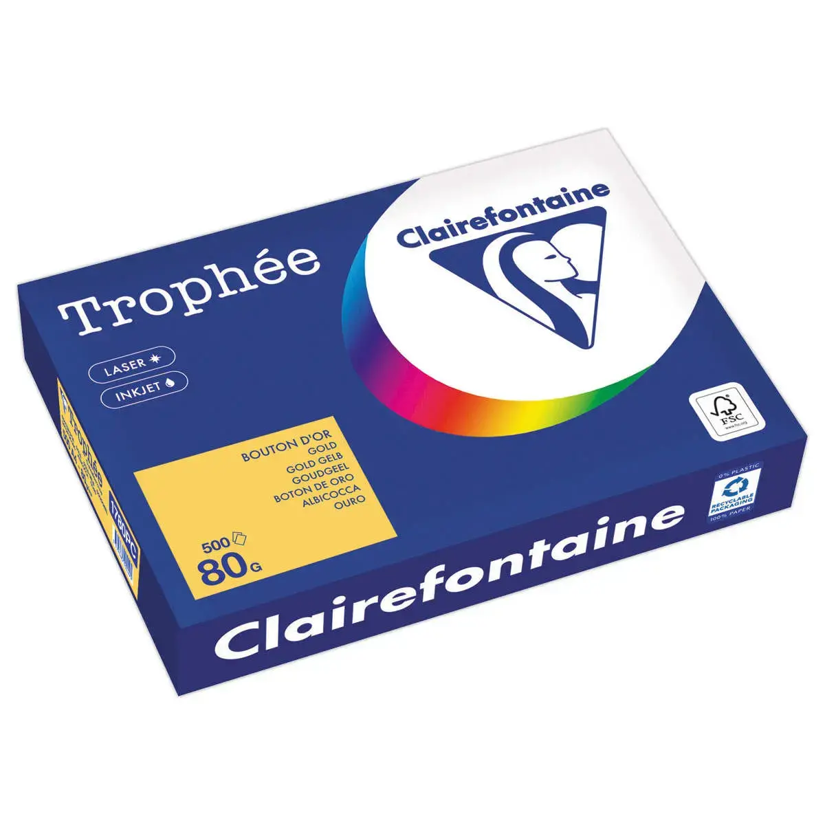 Ramette de papier A4 pastel Trophée 80g - Bouton d'or - CLAIREFONTAINE photo du produit