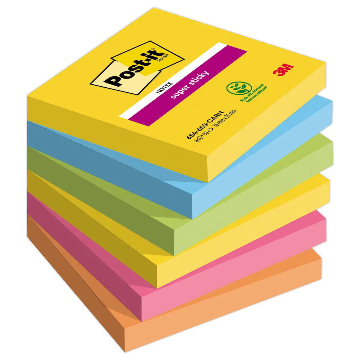 6 Blocs de 90 notes repositionnables Super Sticky - POST-IT photo du produit