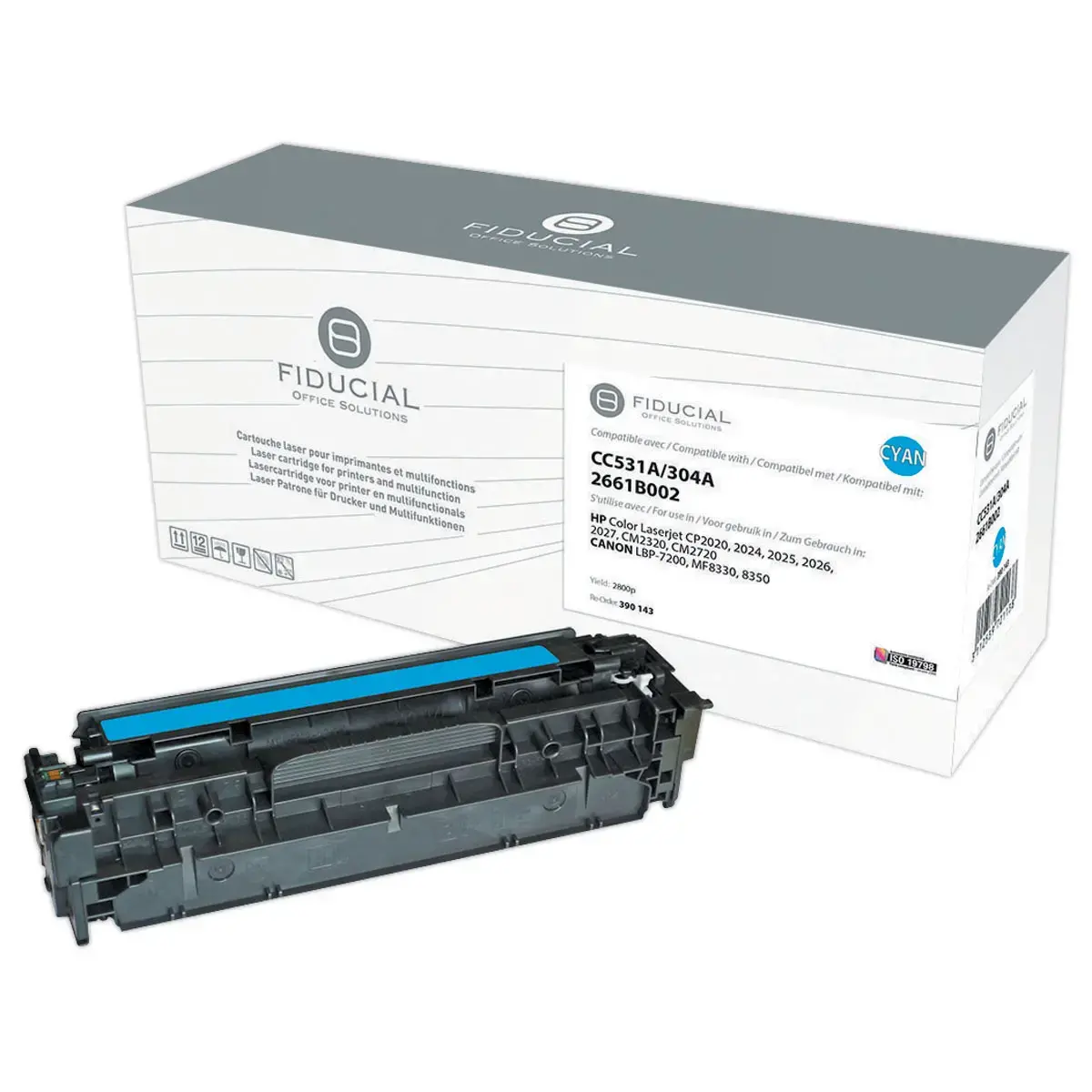 Toner remanufactur&eacute; &eacute;q. Canon 718C, HP CC531A - Cyan photo du produit