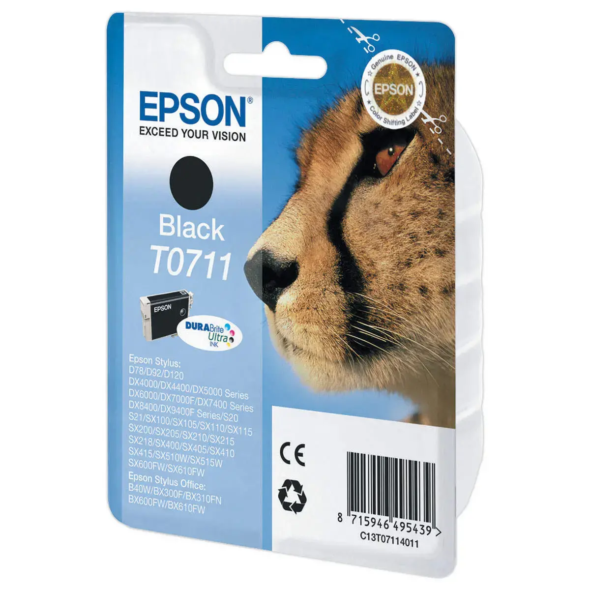 Cartouche jet d'encre Epson noire Gu&eacute;pard T0711 photo du produit