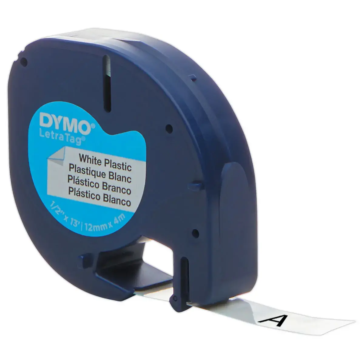 Rubans plastiques Letratag - 12 mm - texte noir sur fond blanc photo du produit