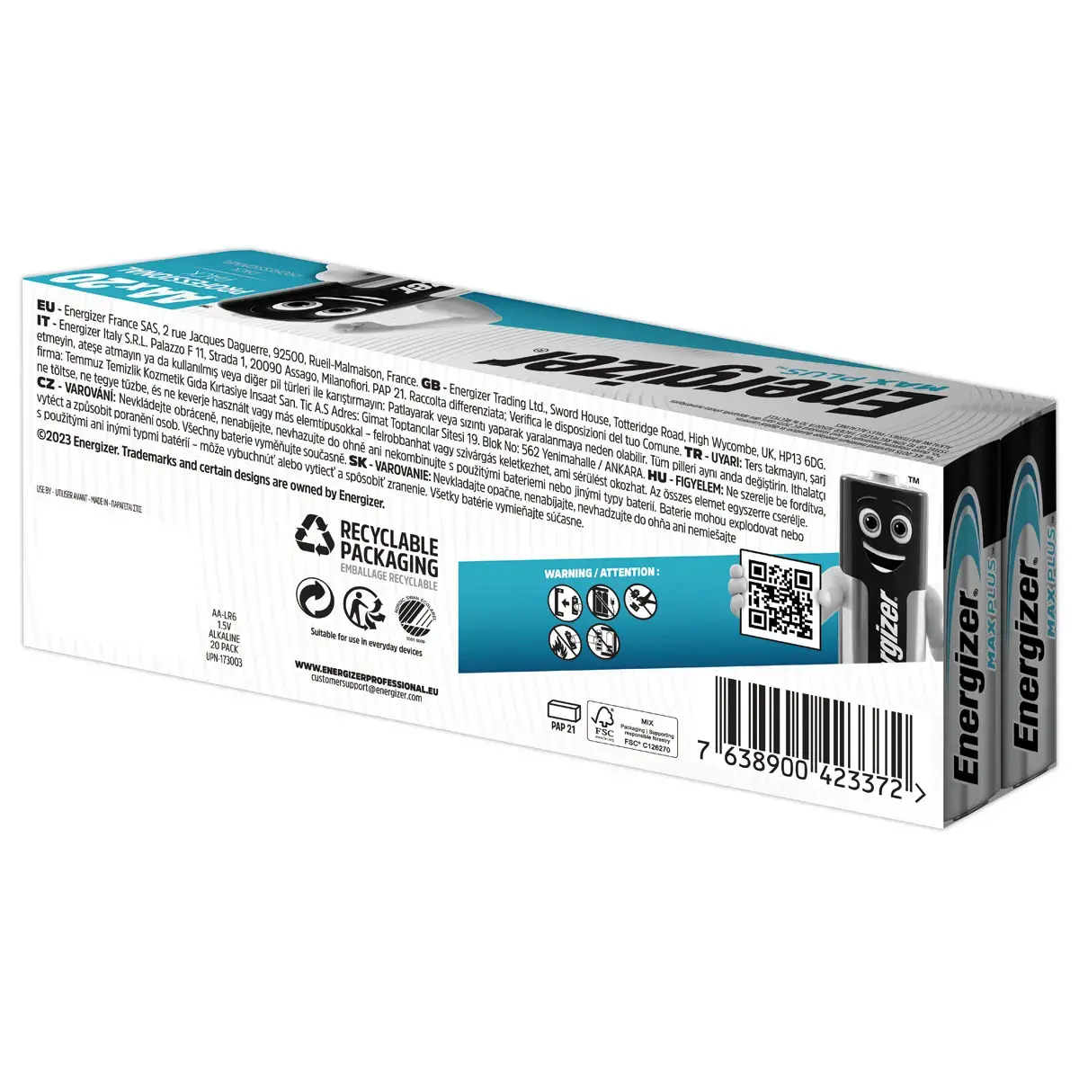 40 Piles alcalines LR6 (AA) Max Plus - Energizer photo du produit