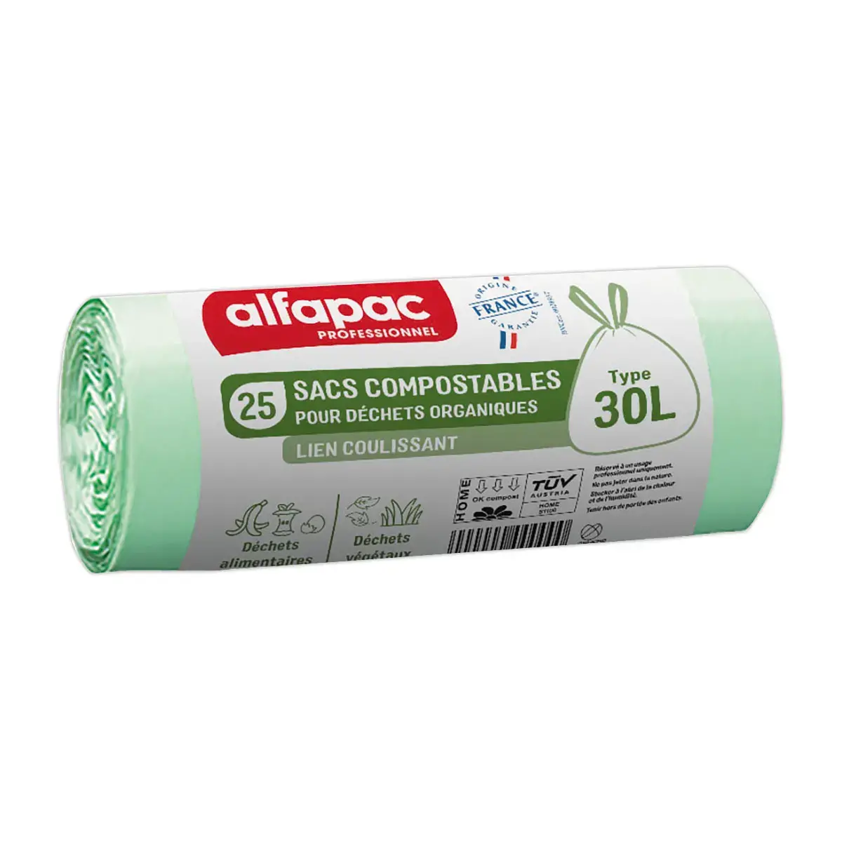 750 Sacs verts pour déchets quotidiens - 30L - Alfapac photo du produit