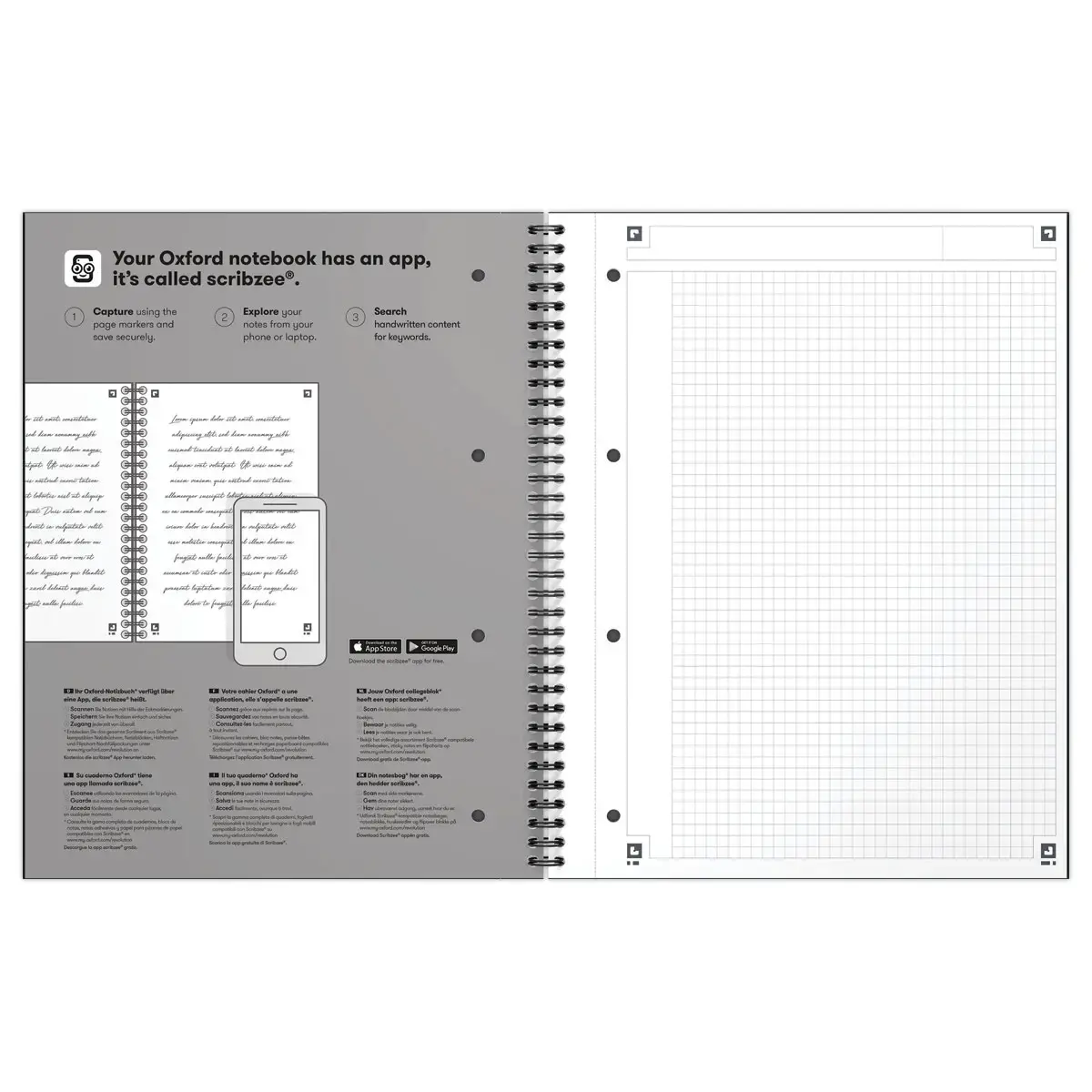 Cahier spirale Notebook A4+, 160p, 5x5, Oxford international Vert photo du produit