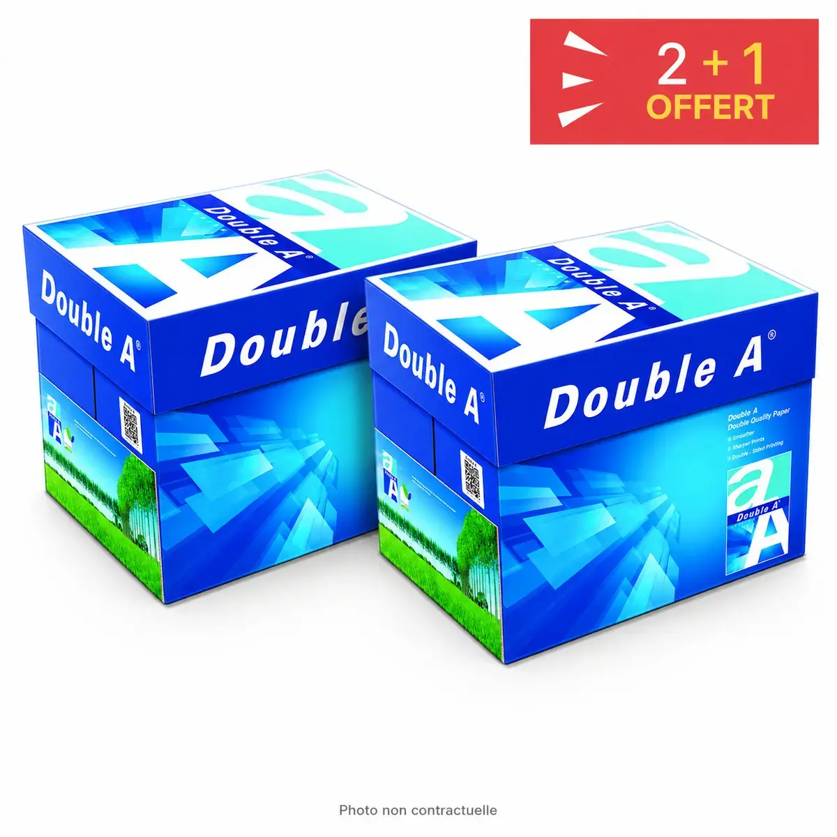 2 cartons de 5 ramettes de 500 feuilles de papier blanc A4 + 1 carton offert - 75g - Double A photo du produit