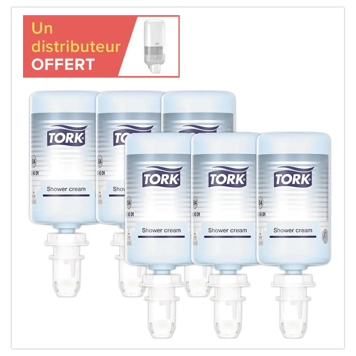 6 Recharges de crème de douche TORK S4 1L + 1 distributeur S4 offert photo du produit