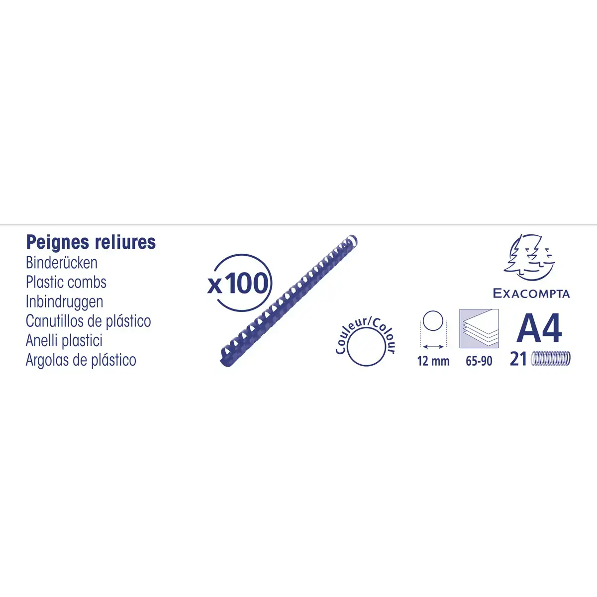 Boite 100 reliures spirales plastique 12mm - Noir - EXACOMPTA photo du produit