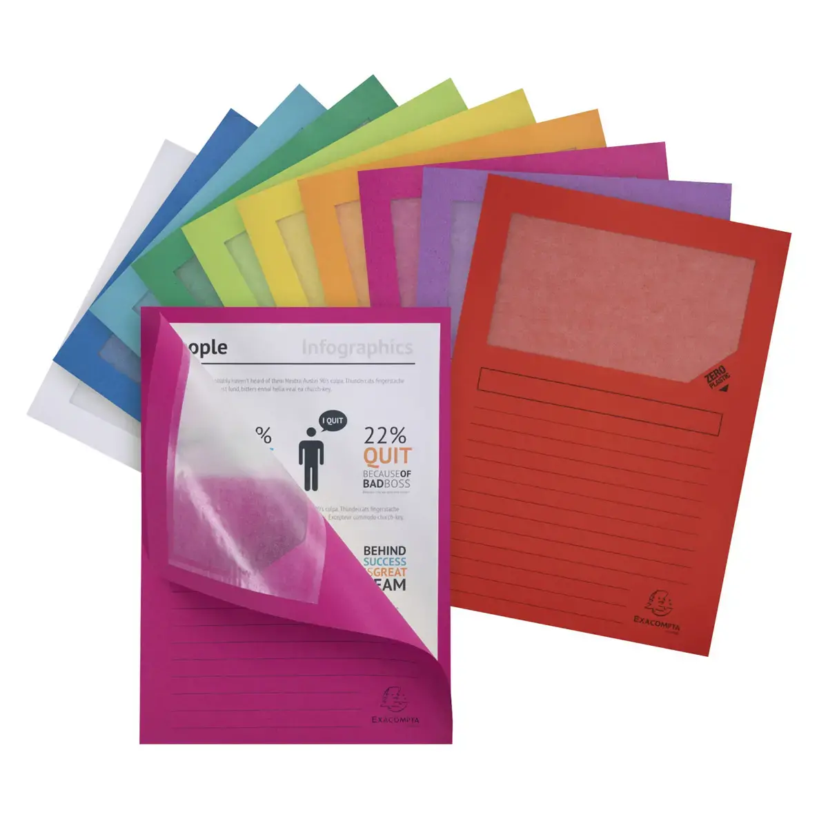 Paquet de 25 chemises à fenêtre Forever® 120g/m² - 22x31cm - Couleurs assorties - EXACOMPTA photo du produit