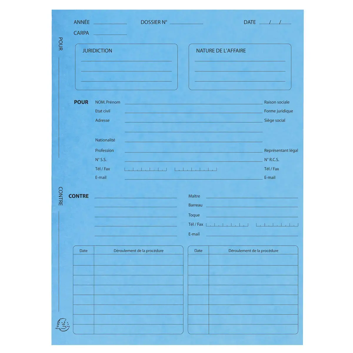Paquet de 25 dossiers de proc&eacute;dure carte lustr&eacute;e 25x32cm - Turquoise - EXACOMPTA photo du produit