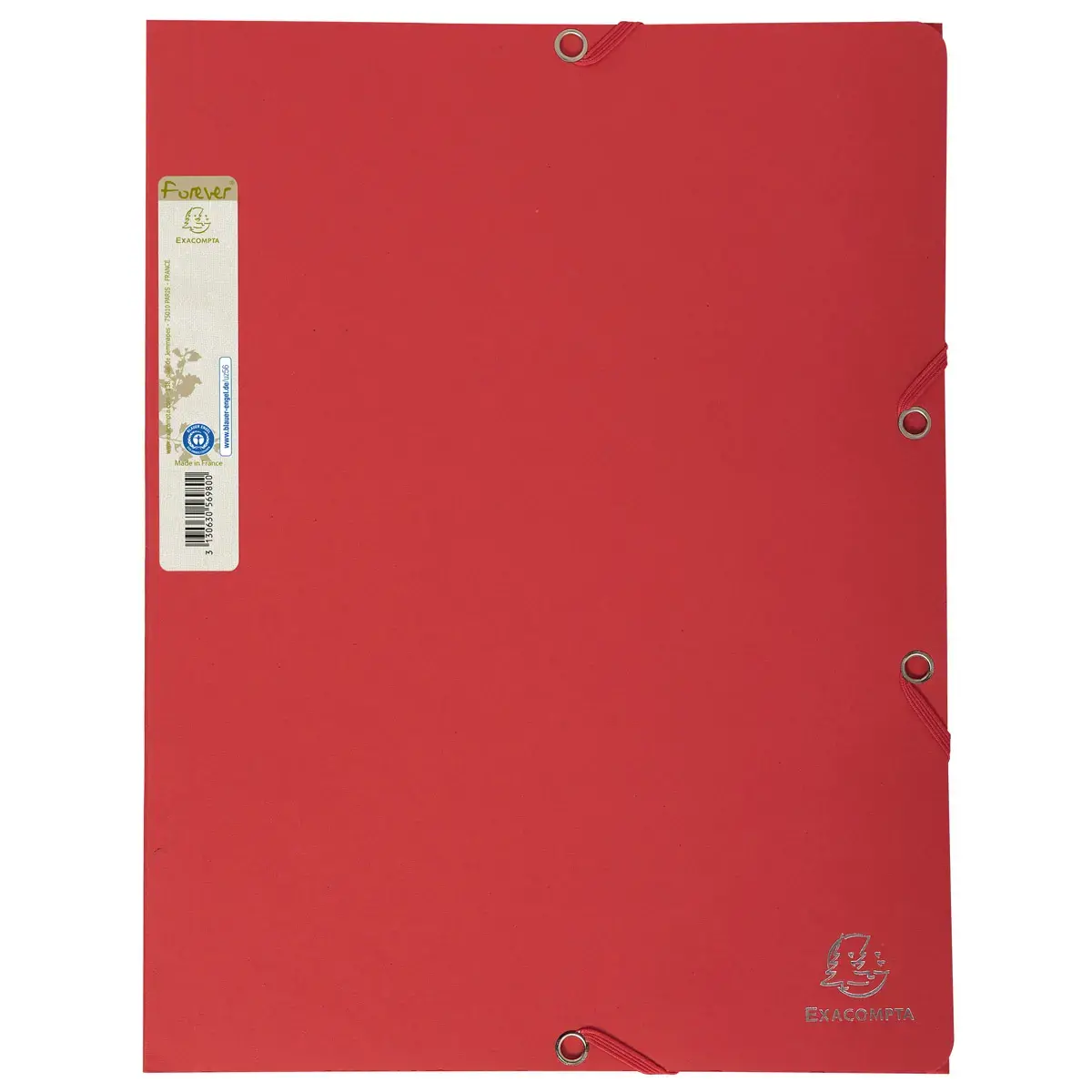 Chemise 3 rabats à élastique carte recyclée 380g/m2 Forever - A4 - Rouge - EXACOMPTA photo du produit
