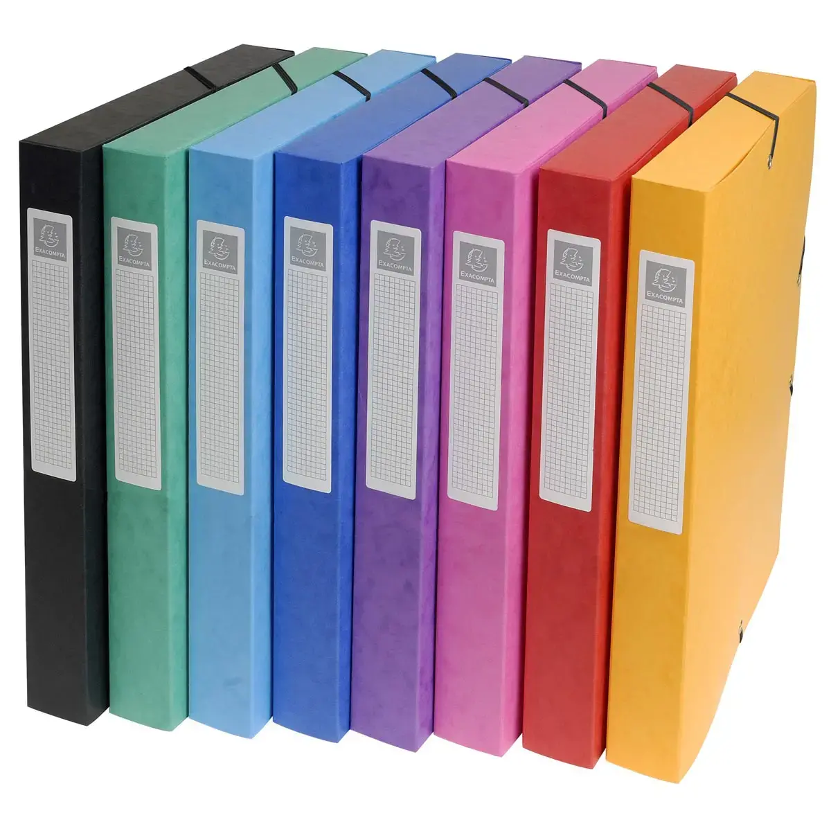 Boite de classement Exabox Dos 25mm Carte lustrée - A4 - Couleurs assorties - EXACOMPTA photo du produit