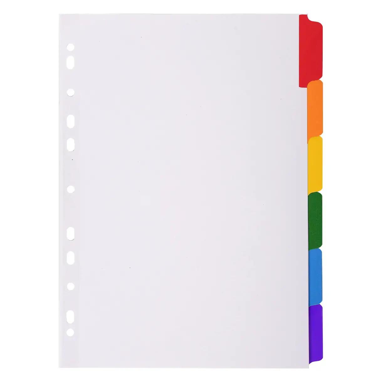 Intercalaires carte blanche 160g avec onglets couleurs renforcés - 6 positions - A4 - Blanc - EXACOMPTA photo du produit