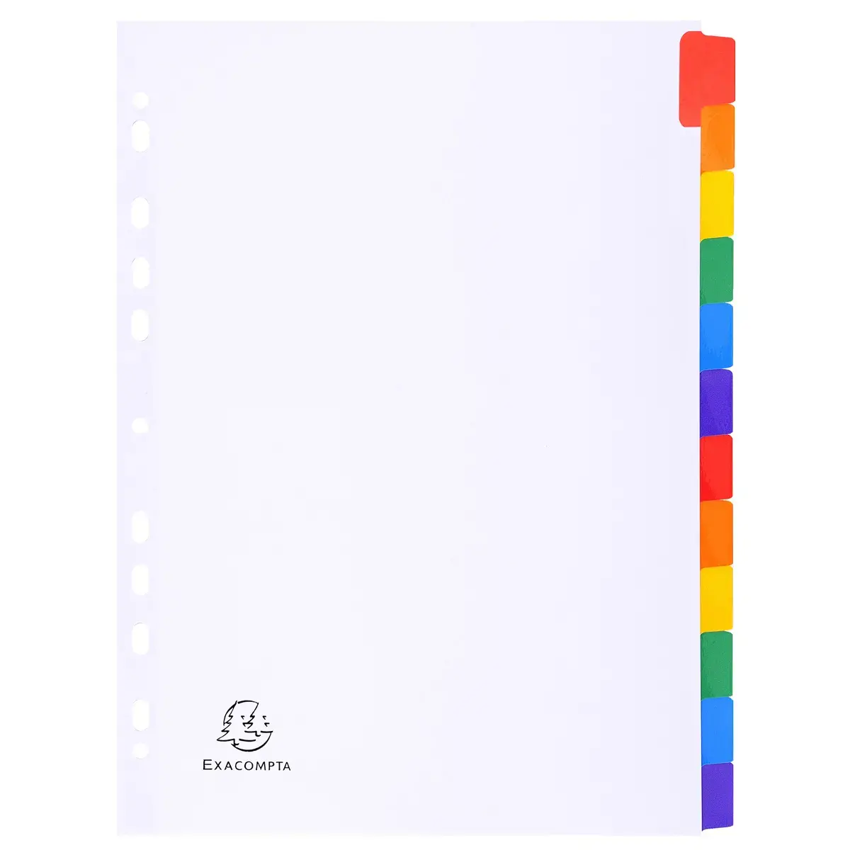 Intercalaires carte blanche 160g avec onglets couleurs renforcés - 12 positions - A4 - Blanc - EXACOMPTA photo du produit