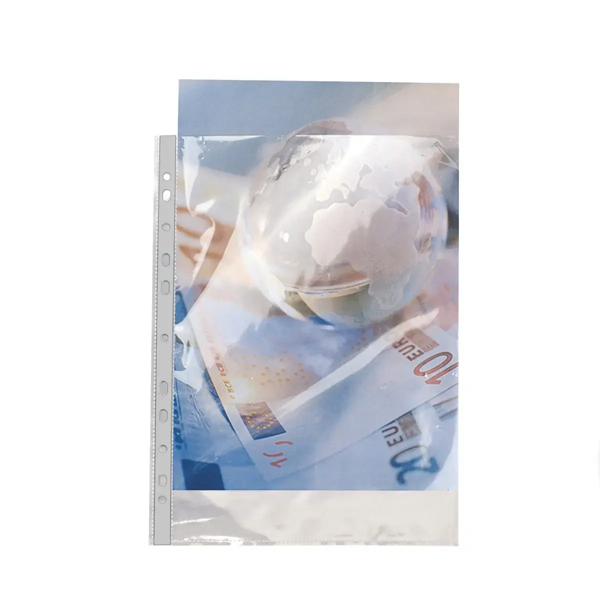 Sachet de 10 pochettes perforées polypropylène lisse haute qualité 9/100e - A4 - Cristal - EXACOMPTA photo du produit