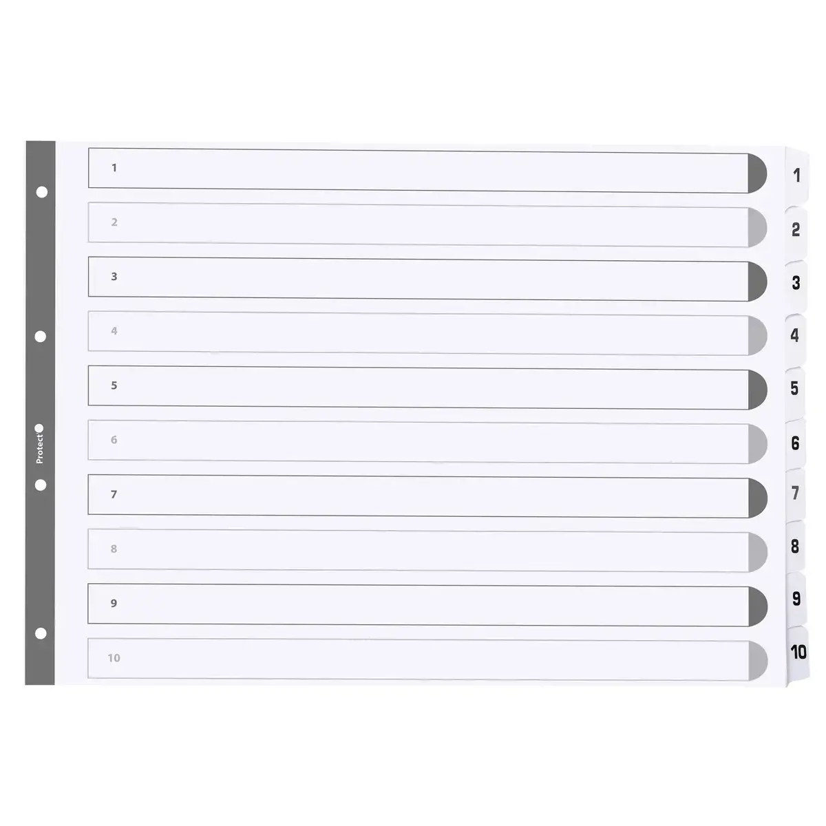 Intercalaires imprim&eacute;s &agrave; touches plastifi&eacute;es - 5 touches 1 &agrave; 5 - A3 - Blanc - EXACOMPTA photo du produit