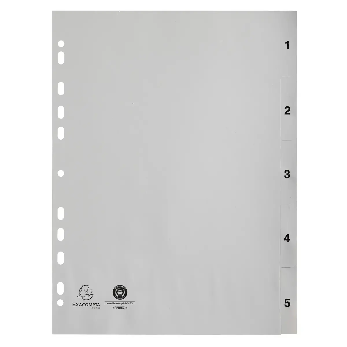 Intercalaires imprim&eacute;s num&eacute;riques PP blanc 5 positions - A4 - Blanc - EXACOMPTA photo du produit