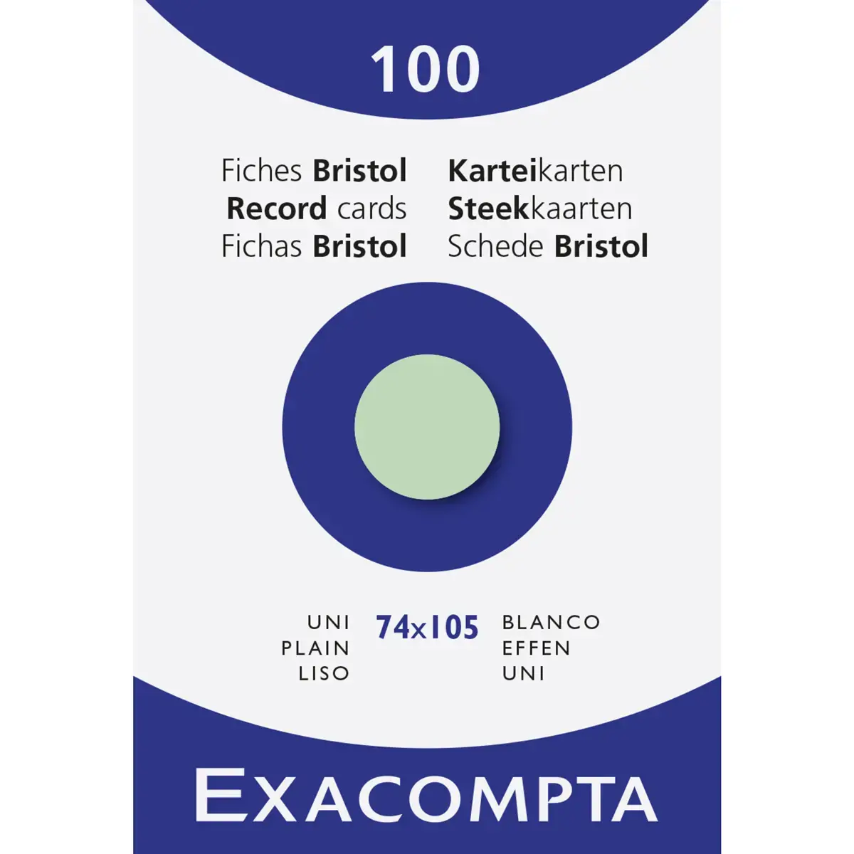 Étui de 100 fiches - bristol uni non perforé 74x105mm - Vert - EXACOMPTA photo du produit