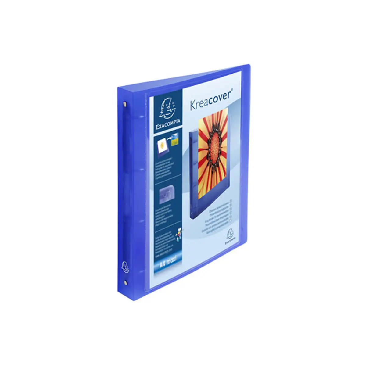 Classeur 4 anneaux 30mm polypropylène chromaline 10/10e Krea Cover - A4 maxi - Bleu - EXACOMPTA photo du produit