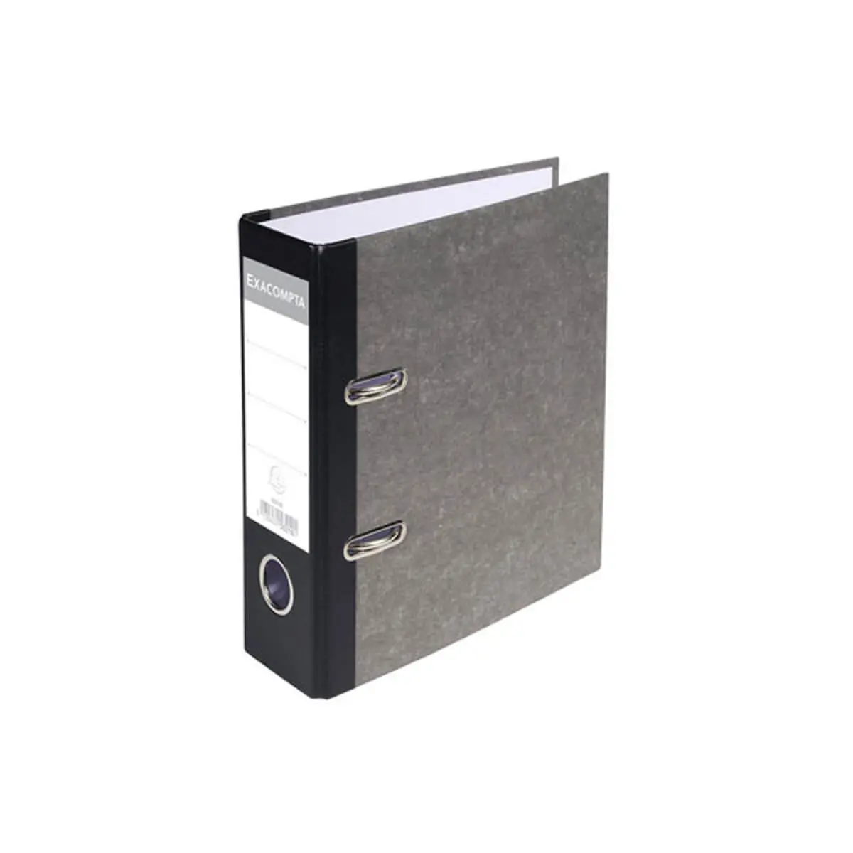 Classeur &agrave; levier papier marbre gris dos de 70mm - A5 vertical. - Gris-dos noir - EXACOMPTA photo du produit