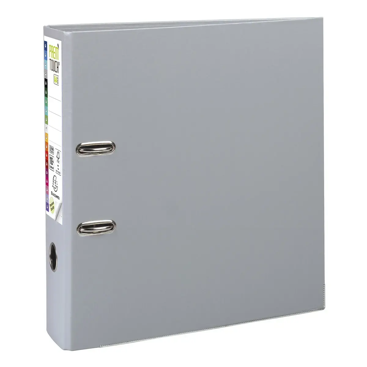 Classeur &agrave; levier Prem'Touch int&eacute;rieur et ext&eacute;rieur en polypropyl&egrave;ne - Dos 80mm - A4 maxi. - Gris fonc&eacute; - EXACOMPTA photo du produit