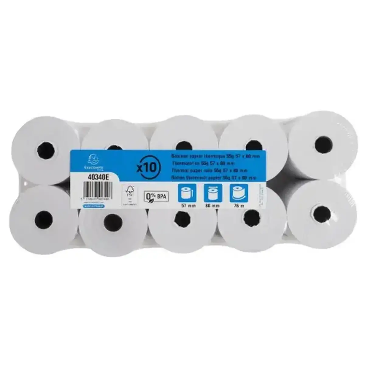 Bobine pour caisse et balance 57x80 mm - 1 pli thermique 55g/m2 sans BPA. - EXACOMPTA photo du produit
