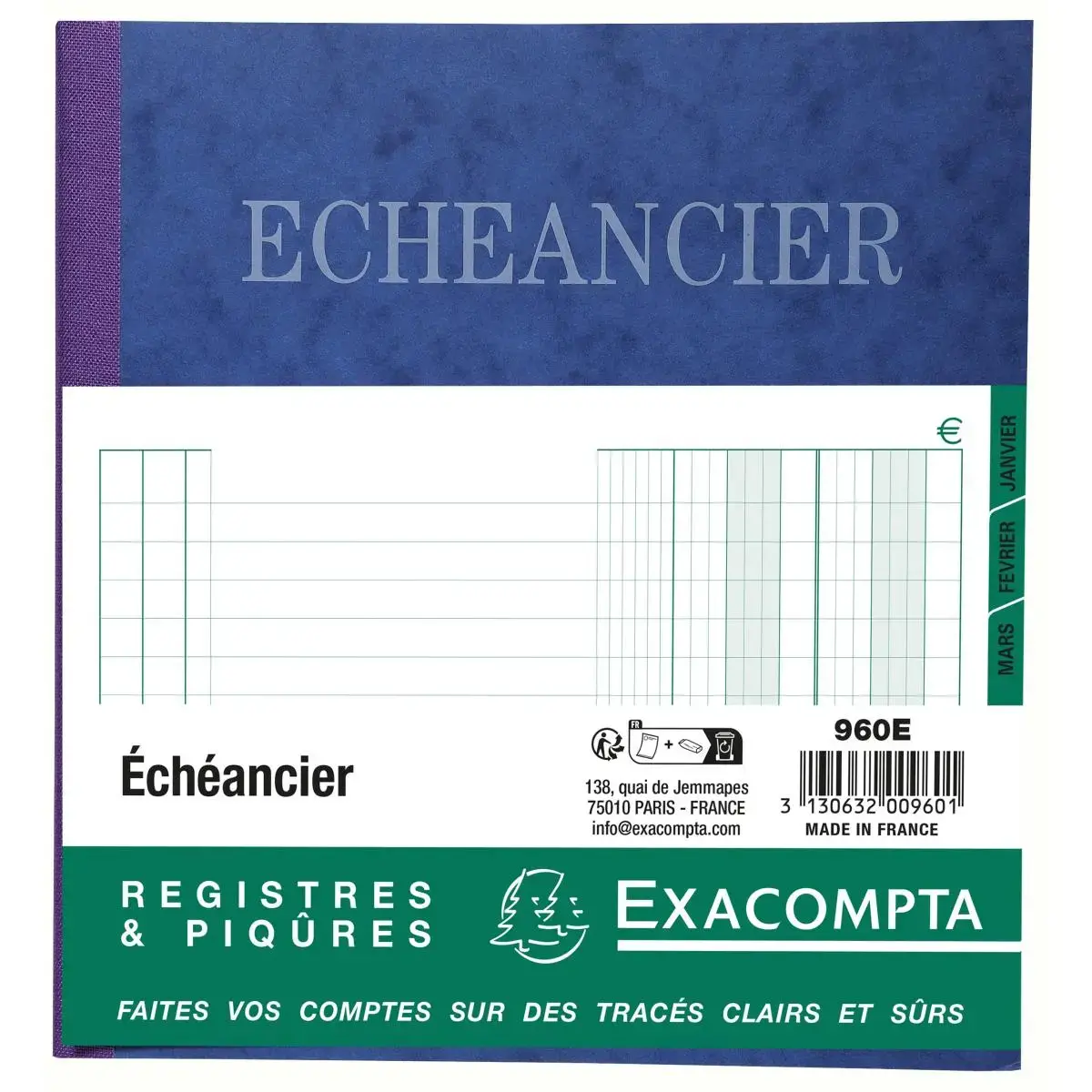 Piqûre 21x19cm échéancier tracé journal 80 pages - EXACOMPTA photo du produit