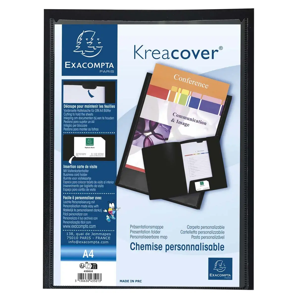 Chemise de pr&eacute;sentation polypropyl&egrave;ne souple Krea Cover - A4 - Noir - EXACOMPTA photo du produit