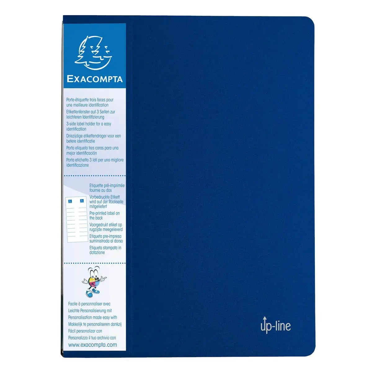 Protège-documents en polypropylène rigide avec porte étiquette 3 faces Up Line Opaque 80 vues - A4 - Bleu - EXACOMPTA photo du produit
