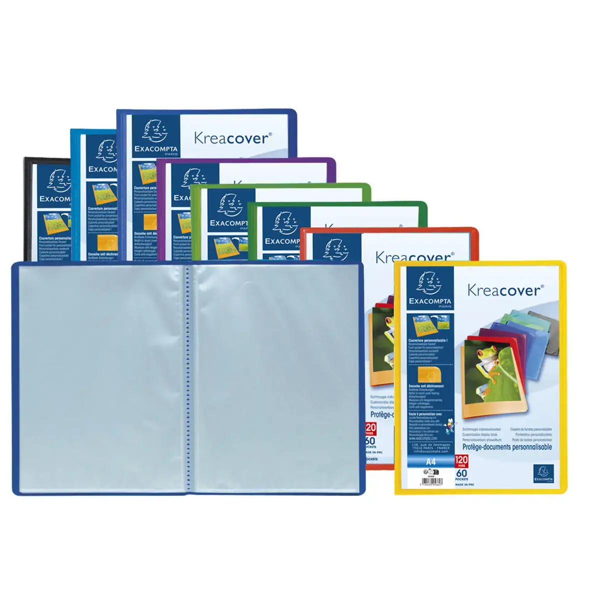 Protège-documents en polypropylène semi rigide Kreacover® Opaque 120 vues - A4 - Couleurs assorties - EXACOMPTA photo du produit