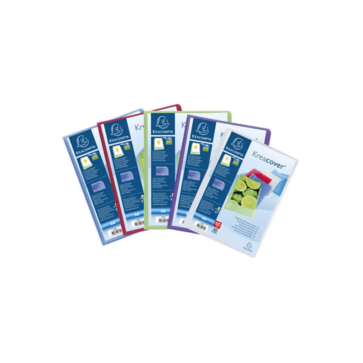 Prot&egrave;ge-documents en polypropyl&egrave;ne semi-rigide KreaCover&reg; Chromaline 200 vues - A4 - Couleurs assorties - EXACOMPTA photo du produit