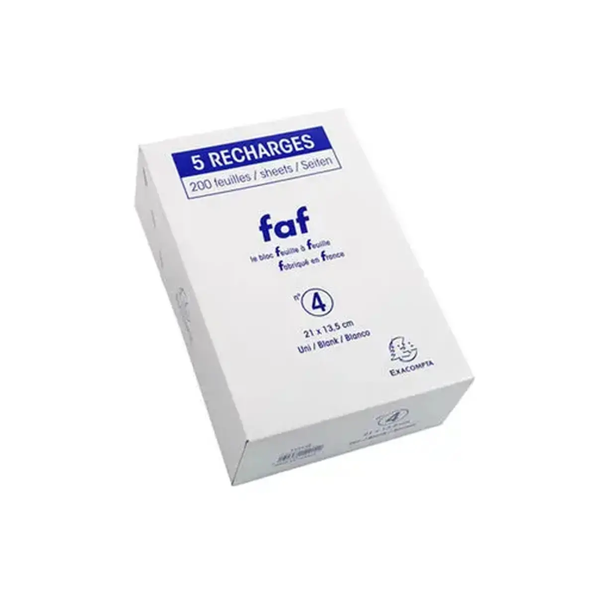 Boîte de 5 recharges FAF 21x13,5cm N.4 uni - EXACOMPTA photo du produit