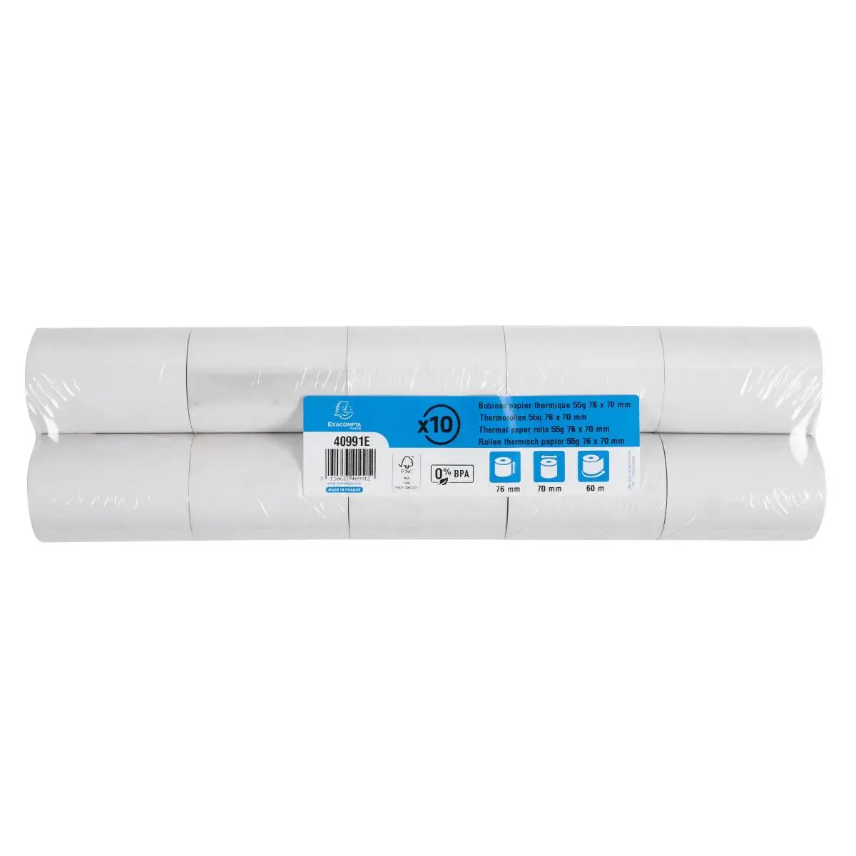 Bobine pour balance 76x70 mm - 1 pli thermique 55g/m2 sans BPA. - EXACOMPTA photo du produit