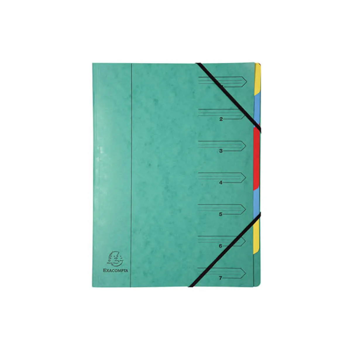 Trieur agrafé avec élastiques 7 compartiments - Vert - EXACOMPTA photo du produit