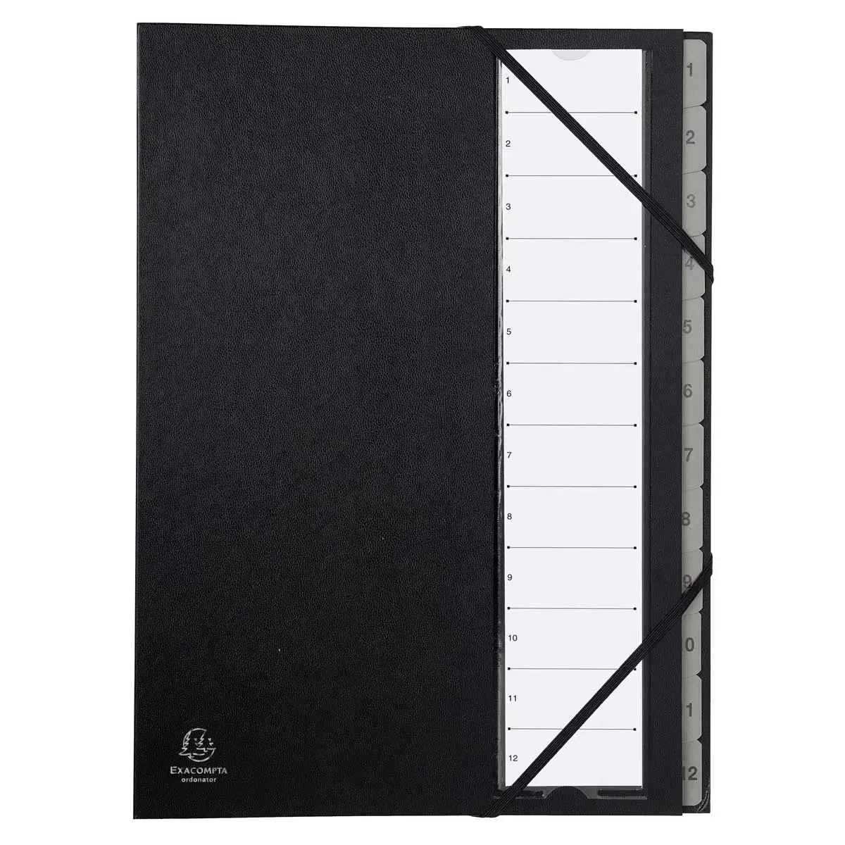 Trieur rigide Ordonator numerique dos extensible 12 compartiments 1 &agrave; 12 - Noir - EXACOMPTA photo du produit