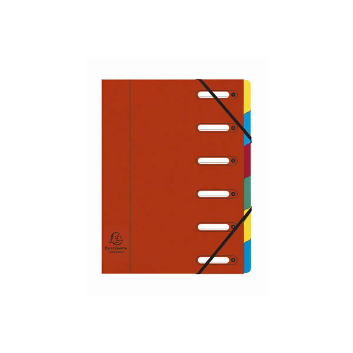 Trieur HARMONIKA® à fenêtres avec élastiques véritable carte lustrée 6 compartiments - Rouge - EXACOMPTA photo du produit