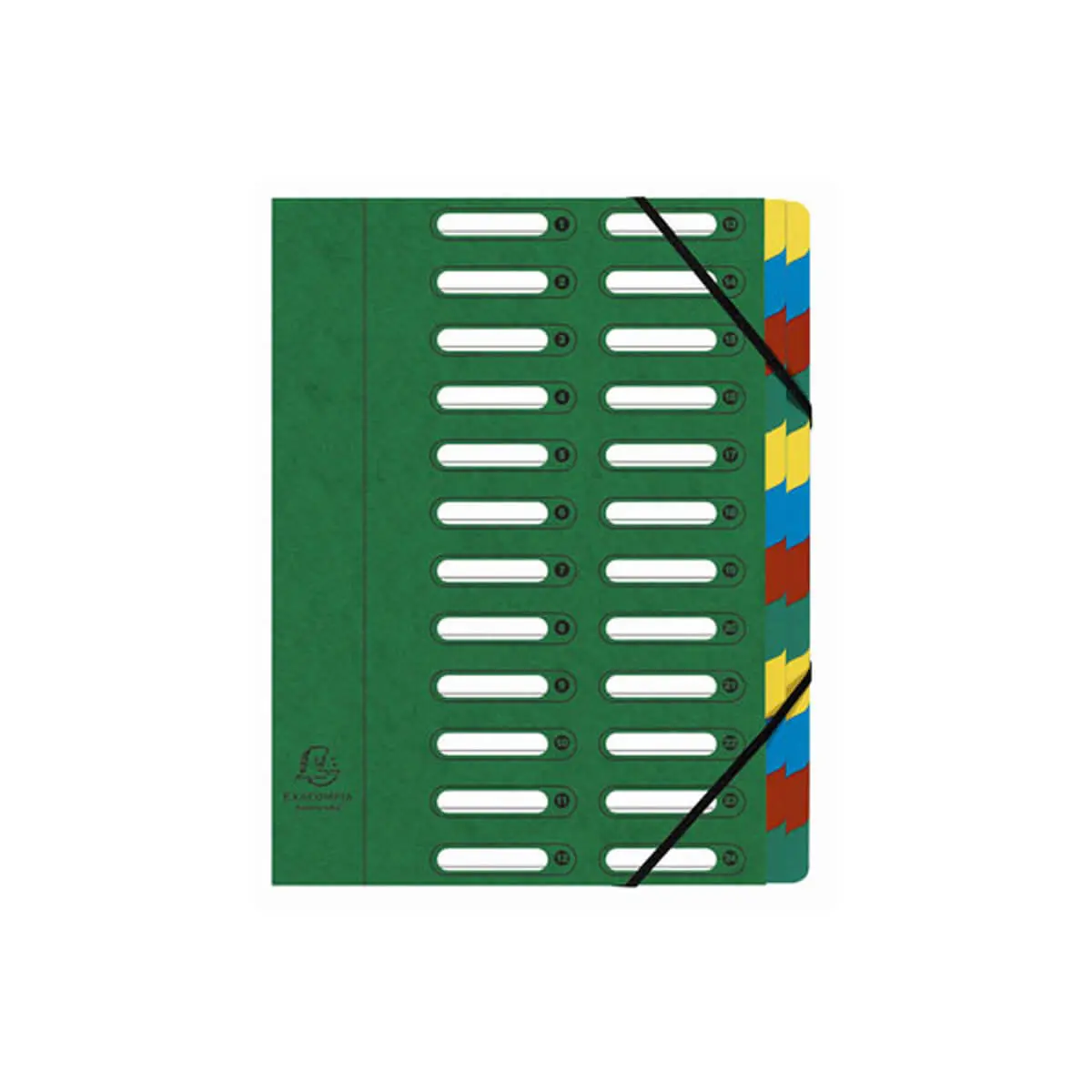 Trieur HARMONIKA® à fenêtres avec élastiques véritable carte lustrée 24 compartiments - Vert - EXACOMPTA photo du produit
