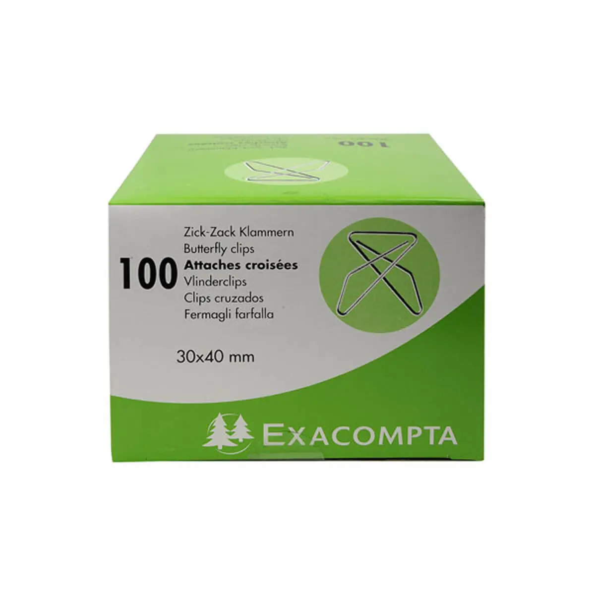 Boîte de 100 attaches croisées 30x40mm - Argent - EXACOMPTA photo du produit